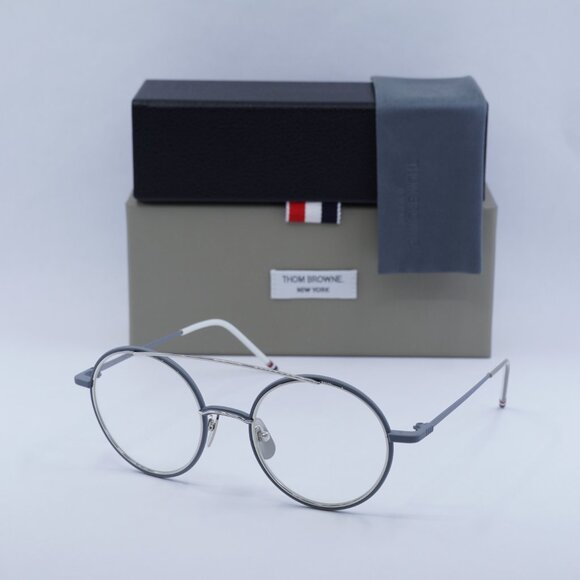 Thom Browne TB108 BGRYSLV50 Round Eyeglasses 50mm – Grey/Silver - Picture 4 of 10